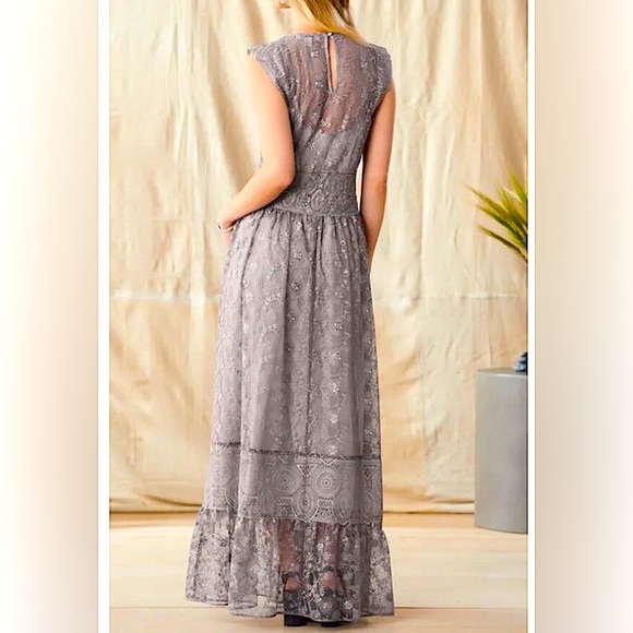 SUNDANCE Champagne Lace Faythe Maxi Dress - Picture 3 of 14